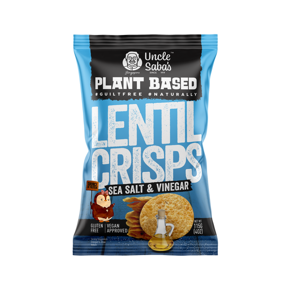 شيبس نباتي وخالي من الجلوتين  بالعدس ملح وخل 80جم