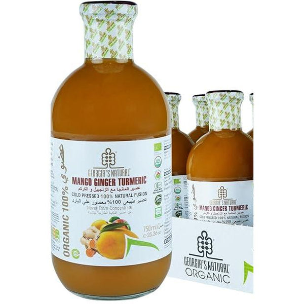 عصير جورجيا الطبيعي العضوي الممزوج بالمانجو والزنجبيل والكركم  750 مل
