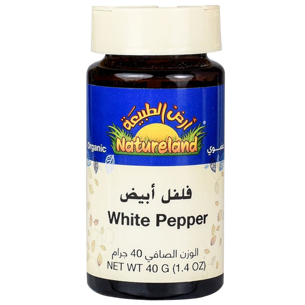 ارض الطبيعة فلفل ابيض عضوي Natureland White Pepper 40 g-الغذاء الحيوي