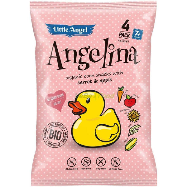 لتل اينجل شبس الذرة بالجزر والتفاح للاطفال عضوي Little Angel Organic Corn Snacks Carrot & Apple 30 G-الغذاء الحيوي