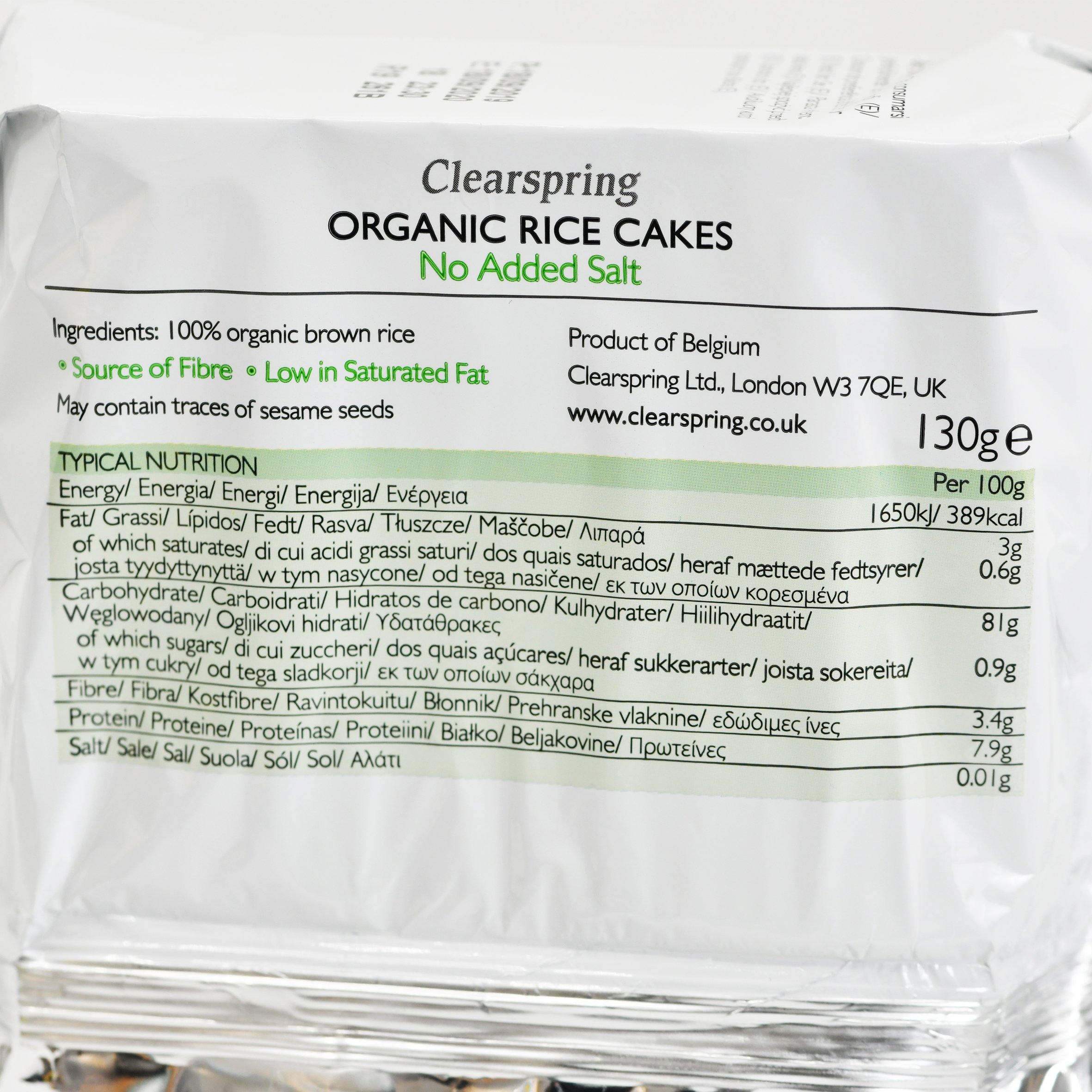 كعكة الارز العضوي بدون إضافة الملح خالي من الجلوتين من كليرسبرنق - الغذاء الحيوي