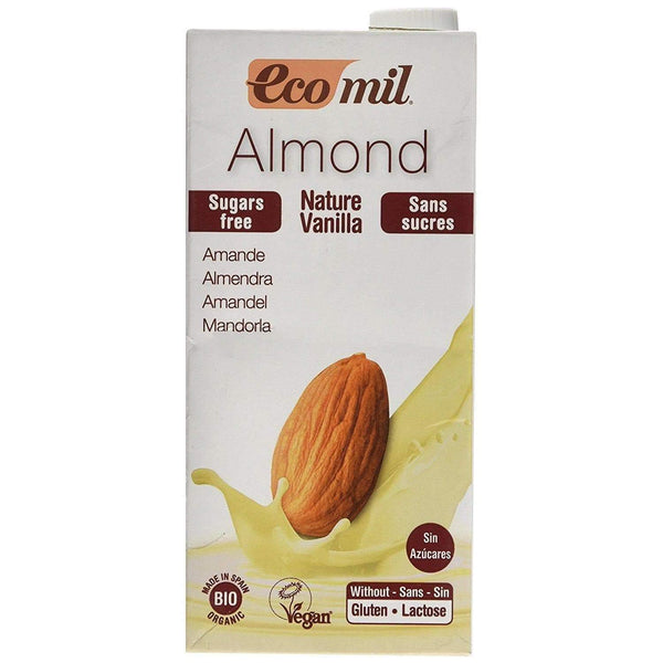 ايكوميل حليب اللوز بالفانيلا الخالي من السكر العضوي EcoMil Almond Vanilla Sugars Free 1 ltr-الغذاء الحيوي