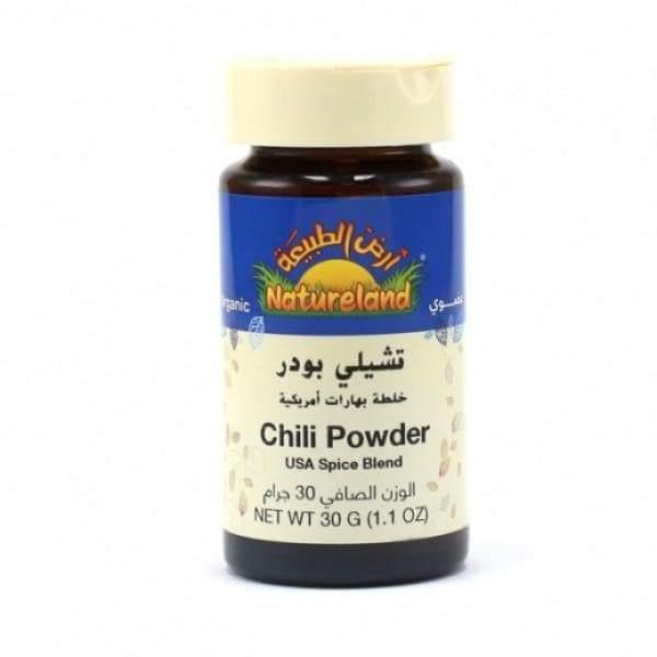 ارض الطبيعة تشيلي بودر عضوي Natureland Chili Powder 30 g-الغذاء الحيوي