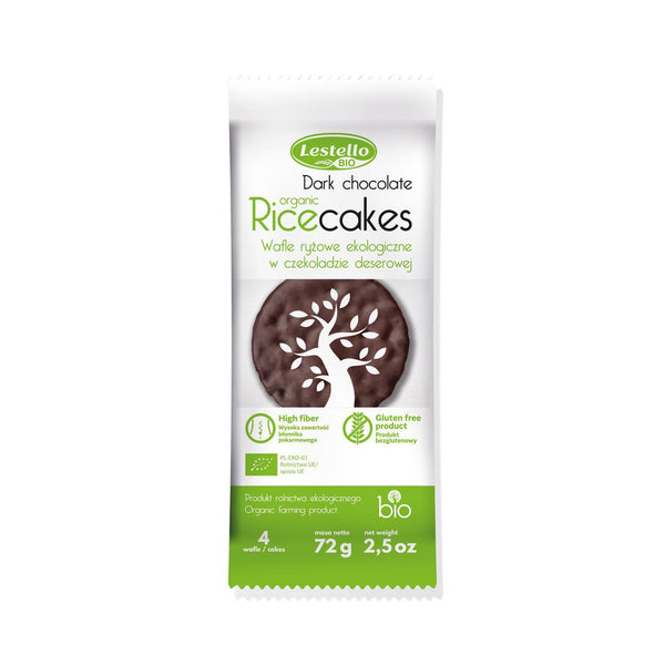 ليستلو كعك الارز بالشوكلاته الداكنه العضوية Lestello Organic Rice Cakes Dark Chocolate 72 g-الغذاء الحيوي